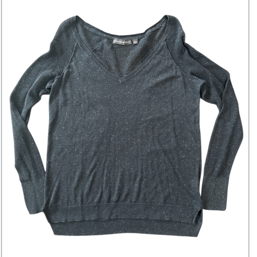 Rock & Republic Light Weight Charcoal/fleck Knit Long Sleeve Women’s L